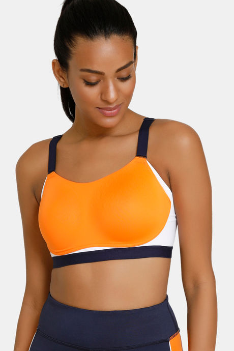 Orange top sports bra